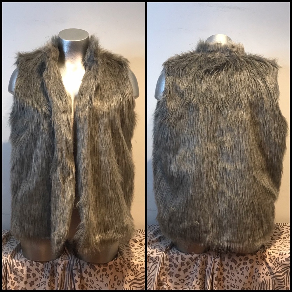 2XL Plus Faux Fur Gray Vest